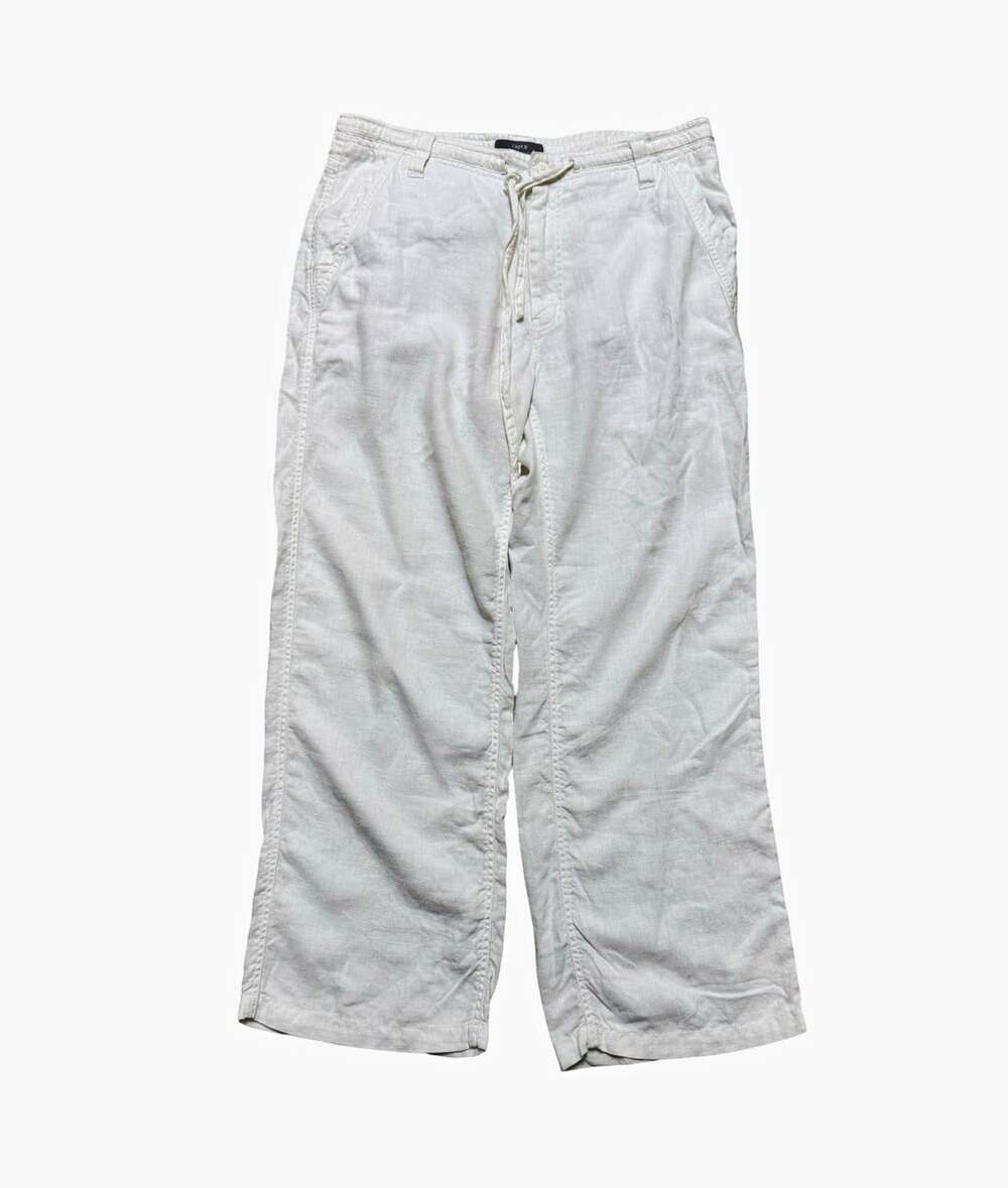 Apt. 9 Linen Pants Mens 30W White Regular Fit Straight Flat Front Pockets